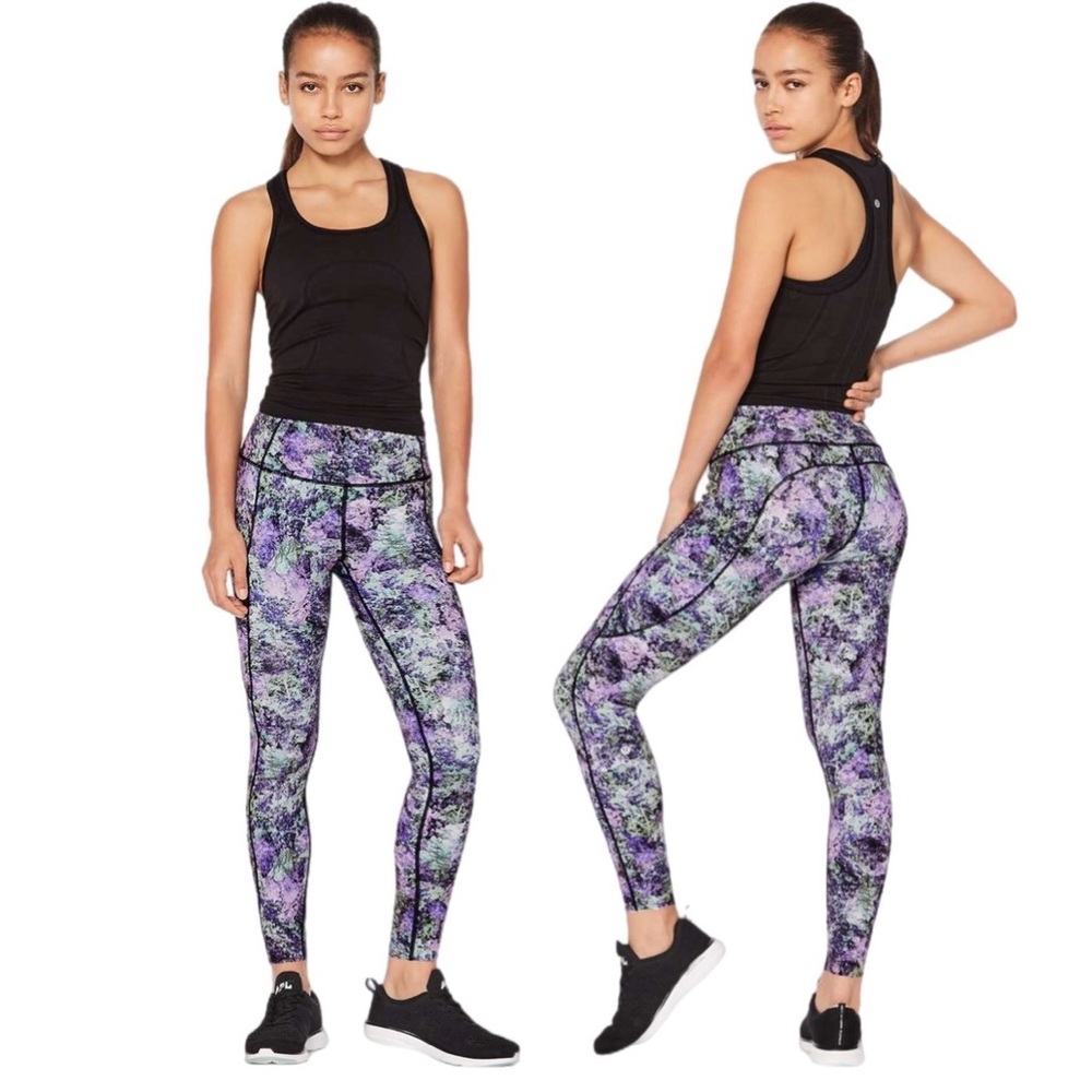 Lululemon Fast & Free 7/8 Tight II *Nulux 25" Vivid Vision Multi Black Size 4